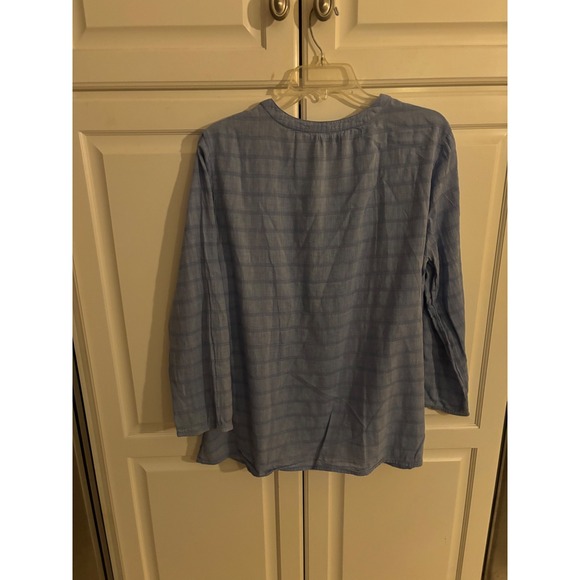 Gap Blue Plaid V Neck Embroidered Tunic Top Long Sleeve Women's XL - Picture 5 of 5
